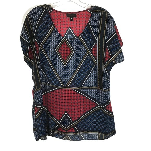 😀 3 for $20 Worthington Geoprint Silky Blouse Top - Picture 1 of 3